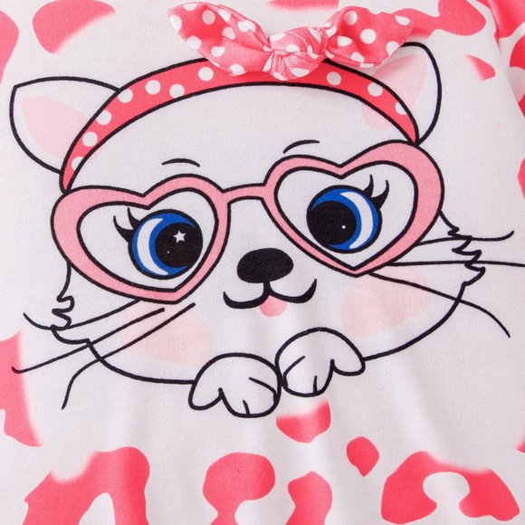 GIRLS ANIMAL PRINT GRAPHIC HOODIE AND JOGGERS SET - Picture 4 of 5